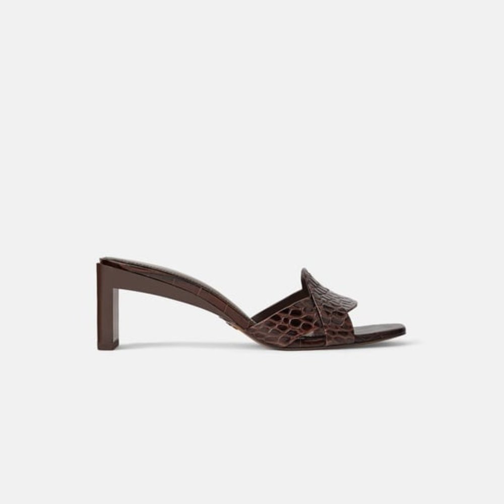 Zara Animal Embossed Leather Heeled Mules